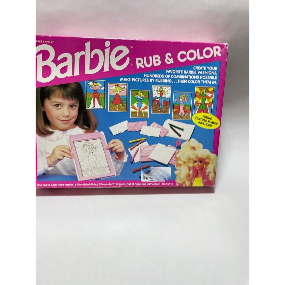 Barbie Rub & Color Mattel 1991 Box shows Wear Some Marks on Plates